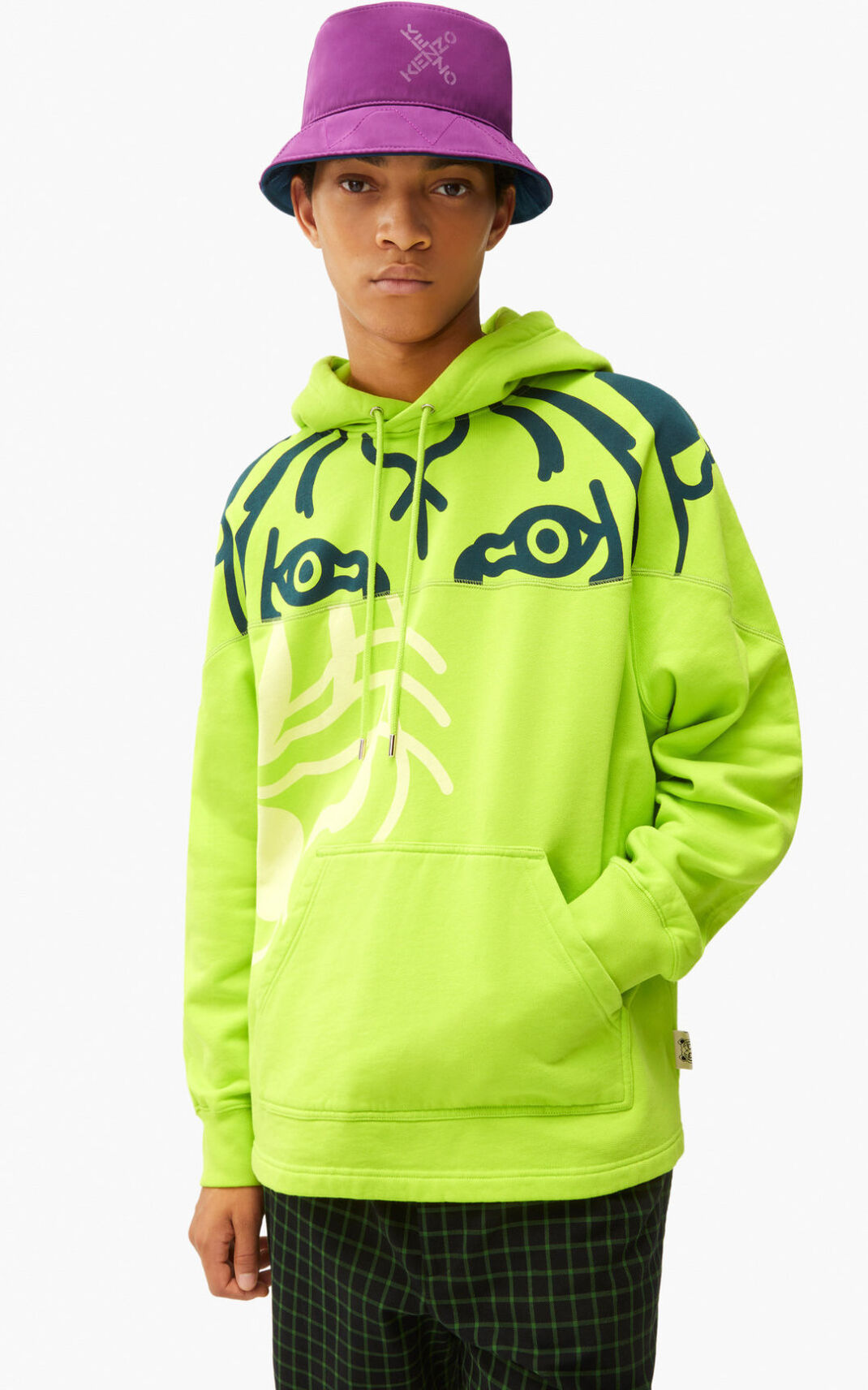 Kenzo K Tiger Sudaderas Con Capucha Hombre Verde Claro | 3159680-ZM